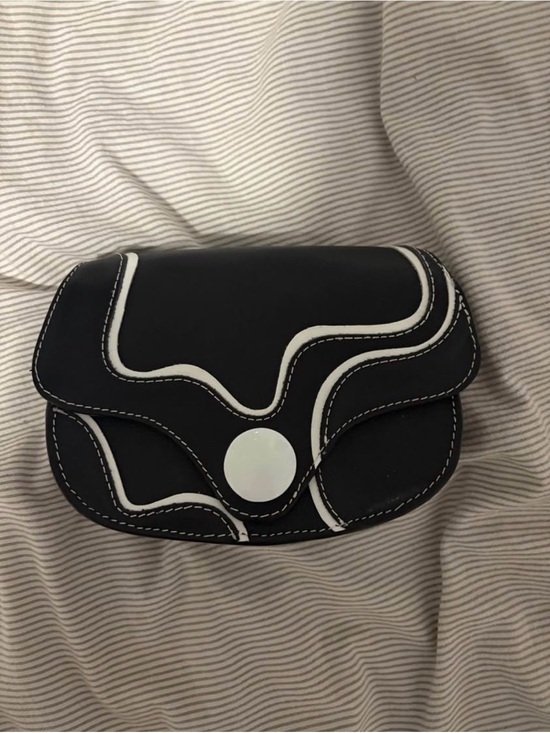 John Fluevog Handbags - John Fluevog Black Shoulder Bag with White Trim